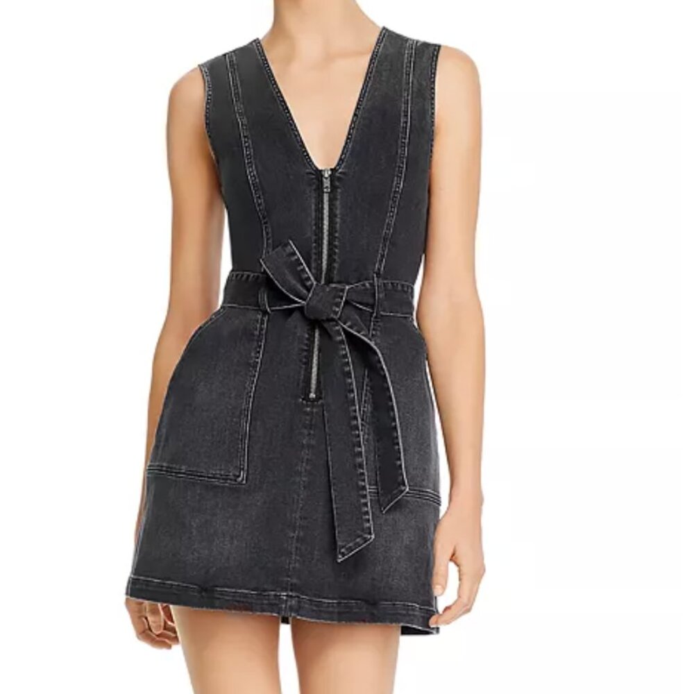 Alice and Olivia Gorgeous Zip-Front Denim Mini Dress size 10 excellent condition